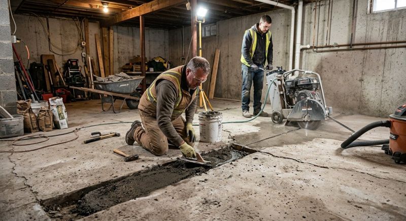 Cracked Basement Floor Repair in Bountiful, UT